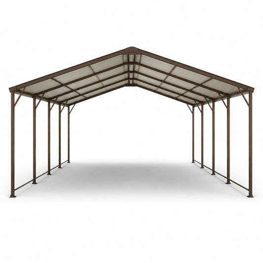 Carport Überdachung 600x300x250 cm Stahl Polycarbonat Braun