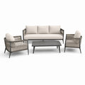 Gartenlounge-Set mit Aluminiumrahmen und Polyesterkissen Grau/Beige