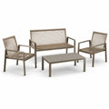 Gartenlounge Set aus Metall mit Polyesterseilgeflecht Beige 4-teilig