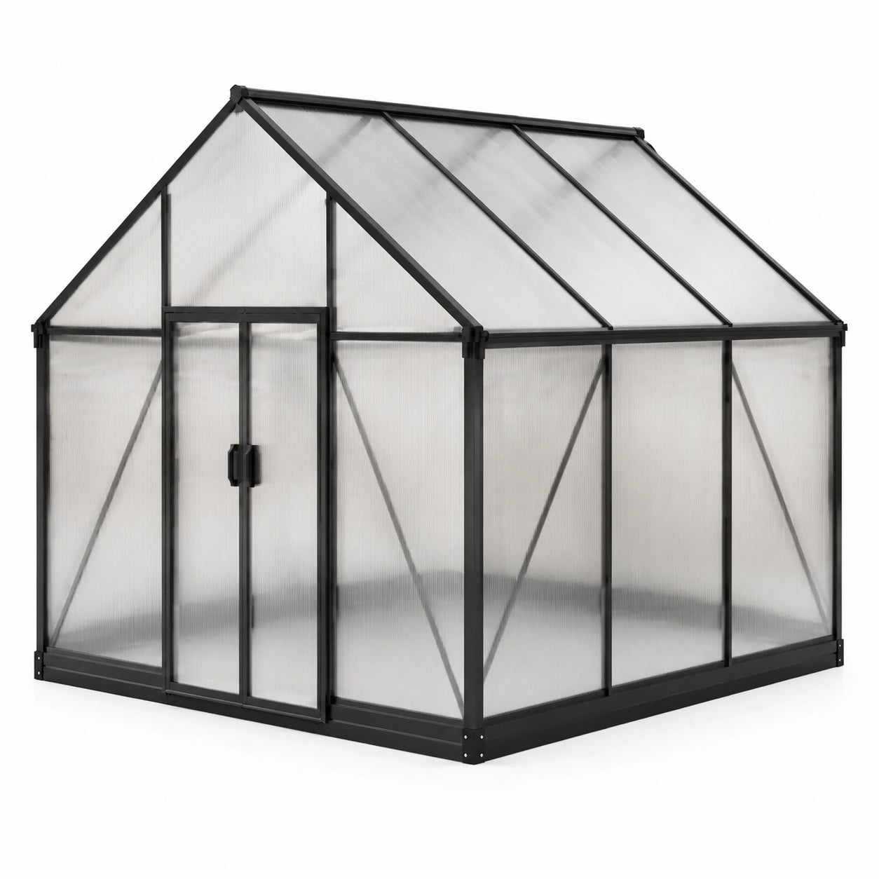 Gewächshaus Aluminium und Polycarbonat Schwarz