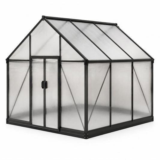 Gewächshaus Aluminium und Polycarbonat Schwarz