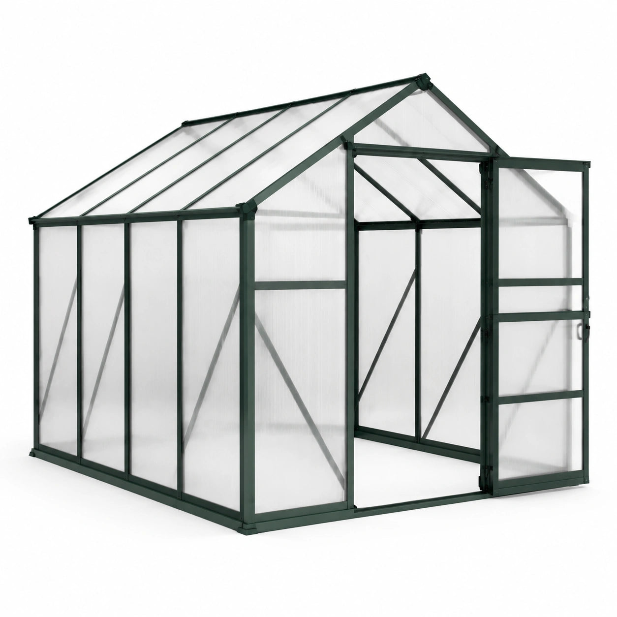 Gewächshaus Aluminium Polycarbonat 6mm Grün 250x190x195 cm