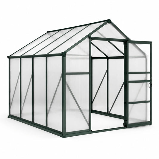 Gewächshaus Aluminium Polycarbonat 6mm Grün 250x190x195 cm