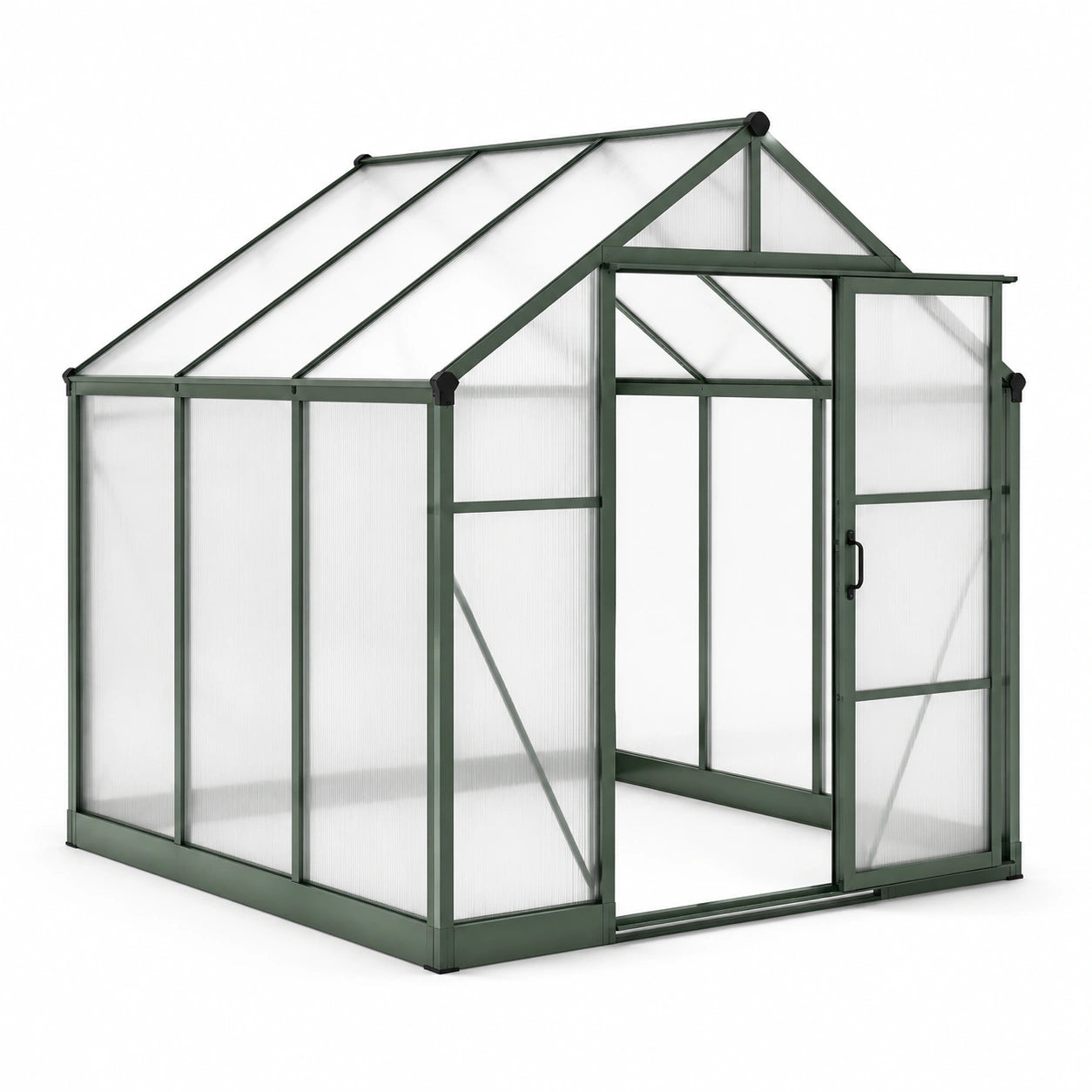 Gewächshaus Aluminium Polycarbonat Doppelstegplatten 190x190x195 cm Grün