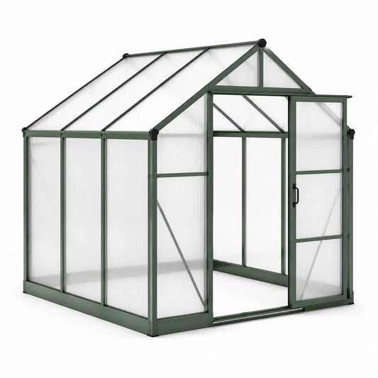 Gewächshaus Aluminium Polycarbonat Doppelstegplatten 190x190x195 cm Grün