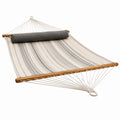 Hängematte aus Baumwolle 200x150 cm Streifen Beige/Grau mit Kissen