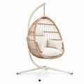 Hängesessel aus Rattan mit Stahlgestell und Polyesterkissen Beige
