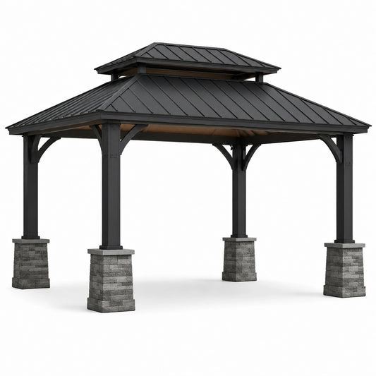 Pavillon Metall Rechteckig 400x300 cm Dunkelgrau