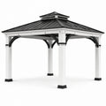 Holzpavillon mit Metalldach 300x400 cm Schwarz/Weiß