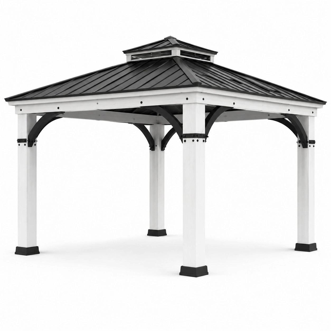 Holzpavillon mit Metalldach 300x400 cm Schwarz/Weiß