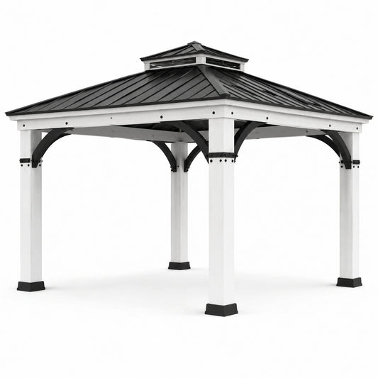Holzpavillon mit Metalldach 300x400 cm Schwarz/Weiß