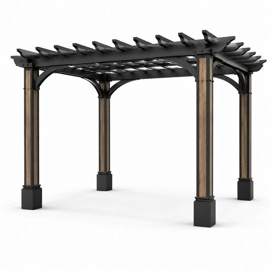 Pergola aus Aluminium und Stahl 300x400 cm Schwarz/Braun