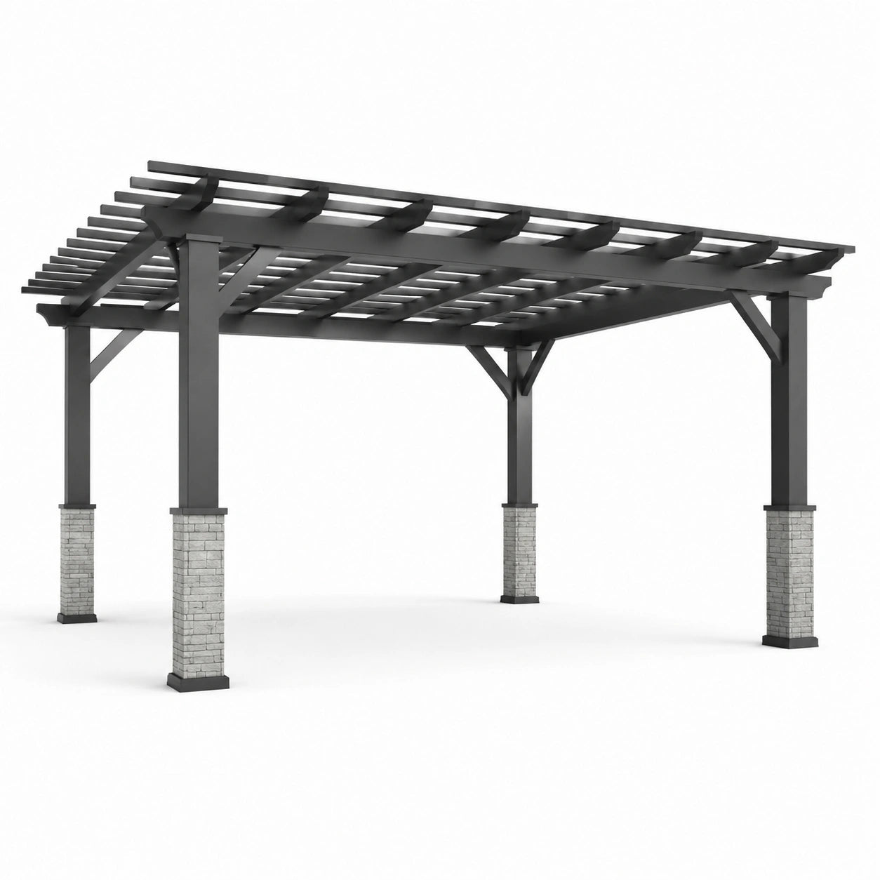 Pergola rechteckig 300x400 cm Aluminium Stahl Stein Anthrazit
