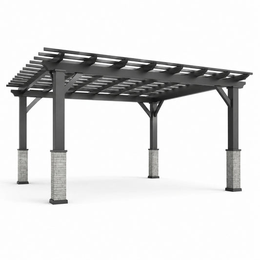 Pergola rechteckig 300x400 cm Aluminium Stahl Stein Anthrazit